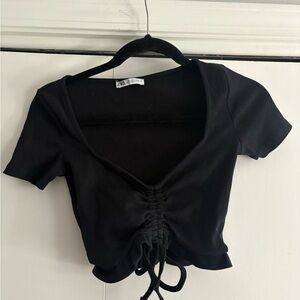 Zara Black Ruched Crop Top